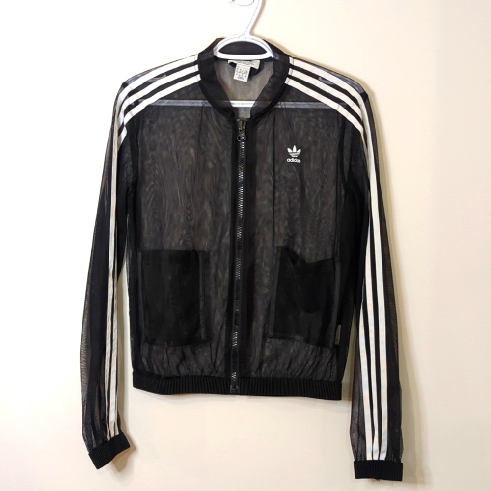 Adidas zip up sweater see through mesh material